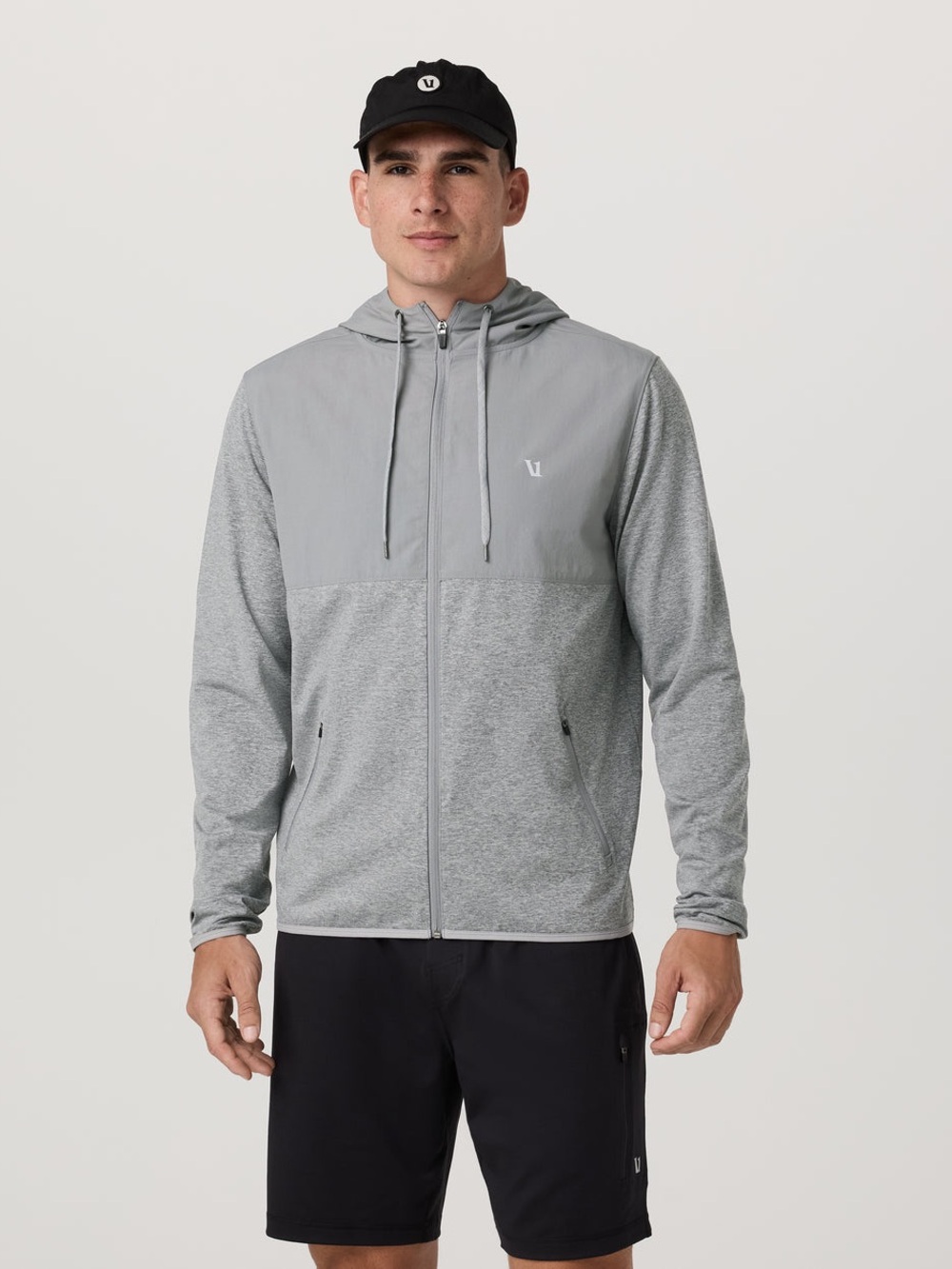 Vuori Light GraySunday Element full zip hooded jacket
